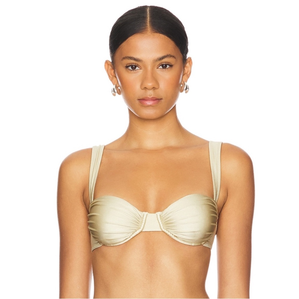 Champagne Satin Bikini Top